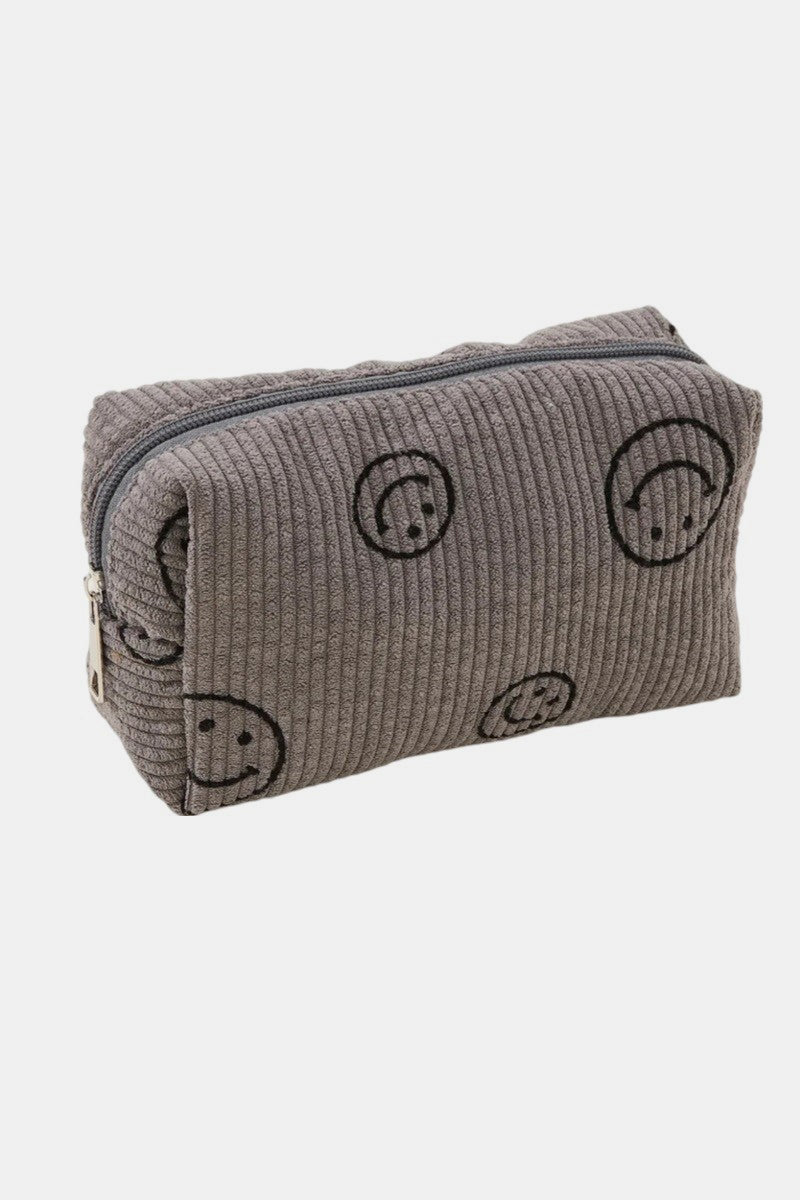 Zenana Smiley Face Corduroy Cosmetic Pouch - Heeler & Dash