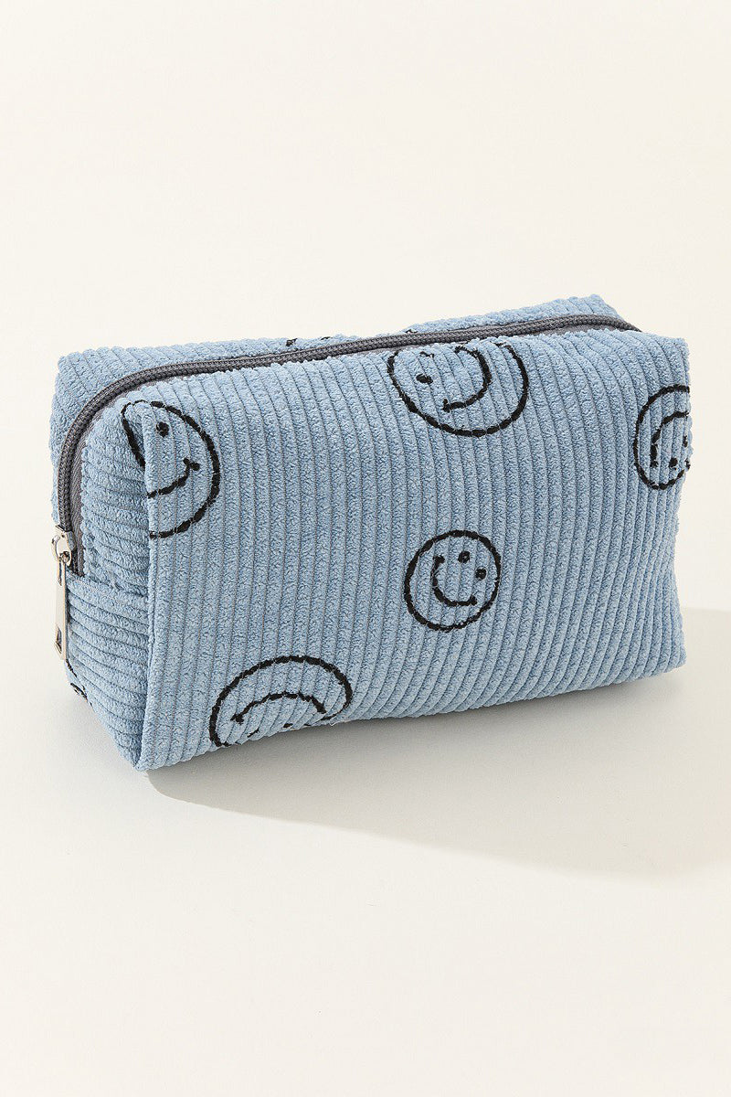 Zenana Smiley Face Corduroy Cosmetic Pouch - Heeler & Dash