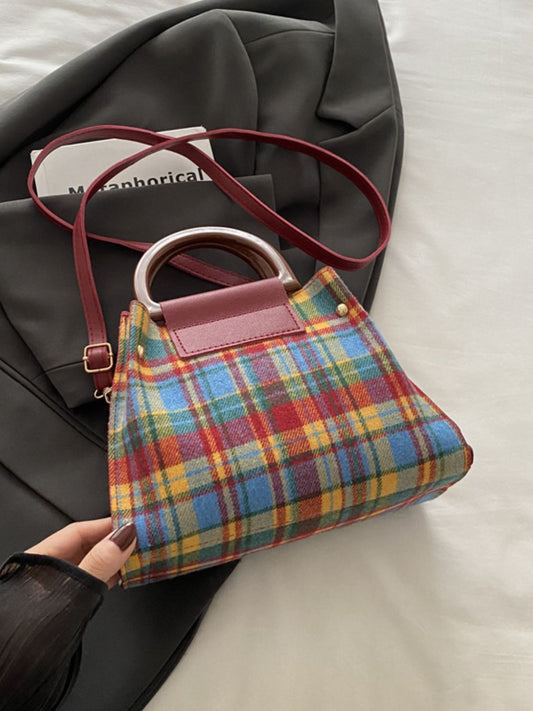 Contrast Plaid Trapezoid Shape Crossbody Bag - Heeler & Dash