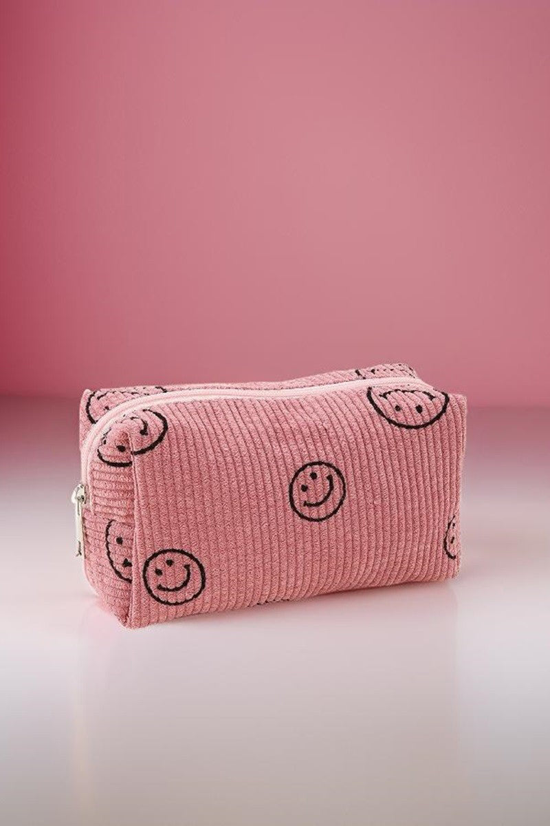 Zenana Smiley Face Corduroy Cosmetic Pouch - Heeler & Dash