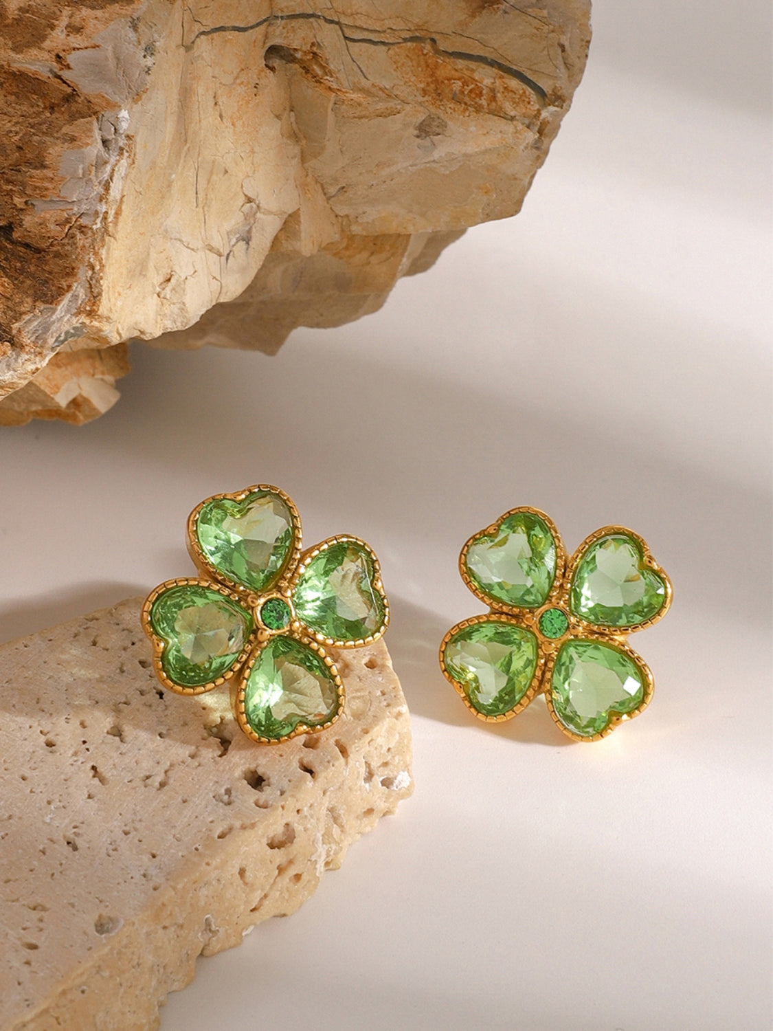 Stainless Steel Zircon Lucky Clover Earrings - Heeler & Dash