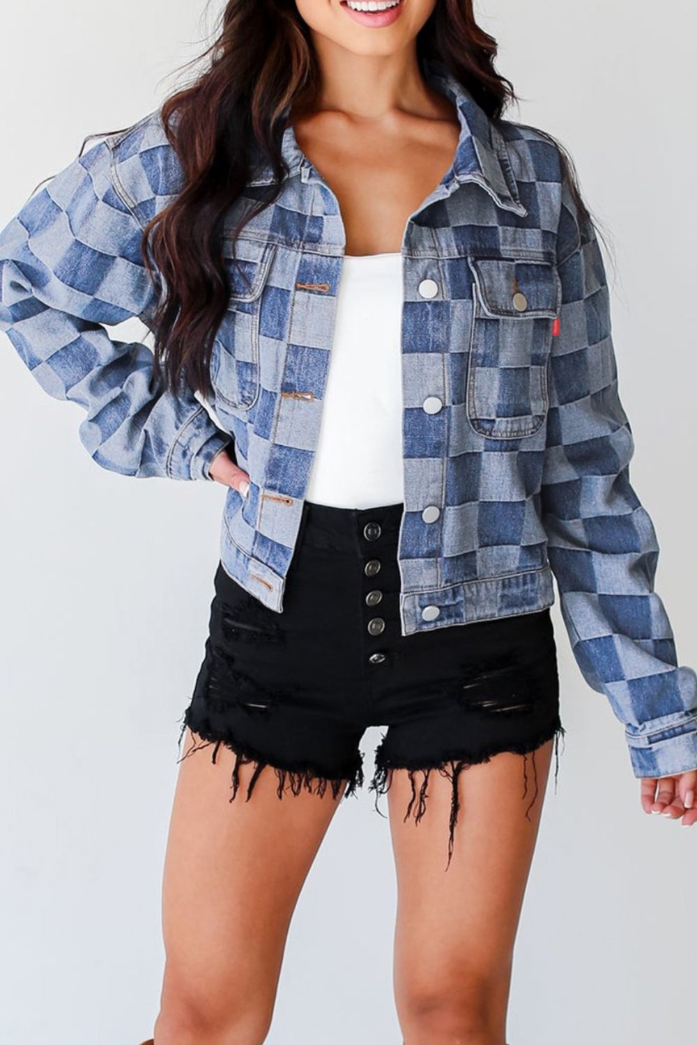 Checkered Button Up Denim Jacket - Heeler & Dash