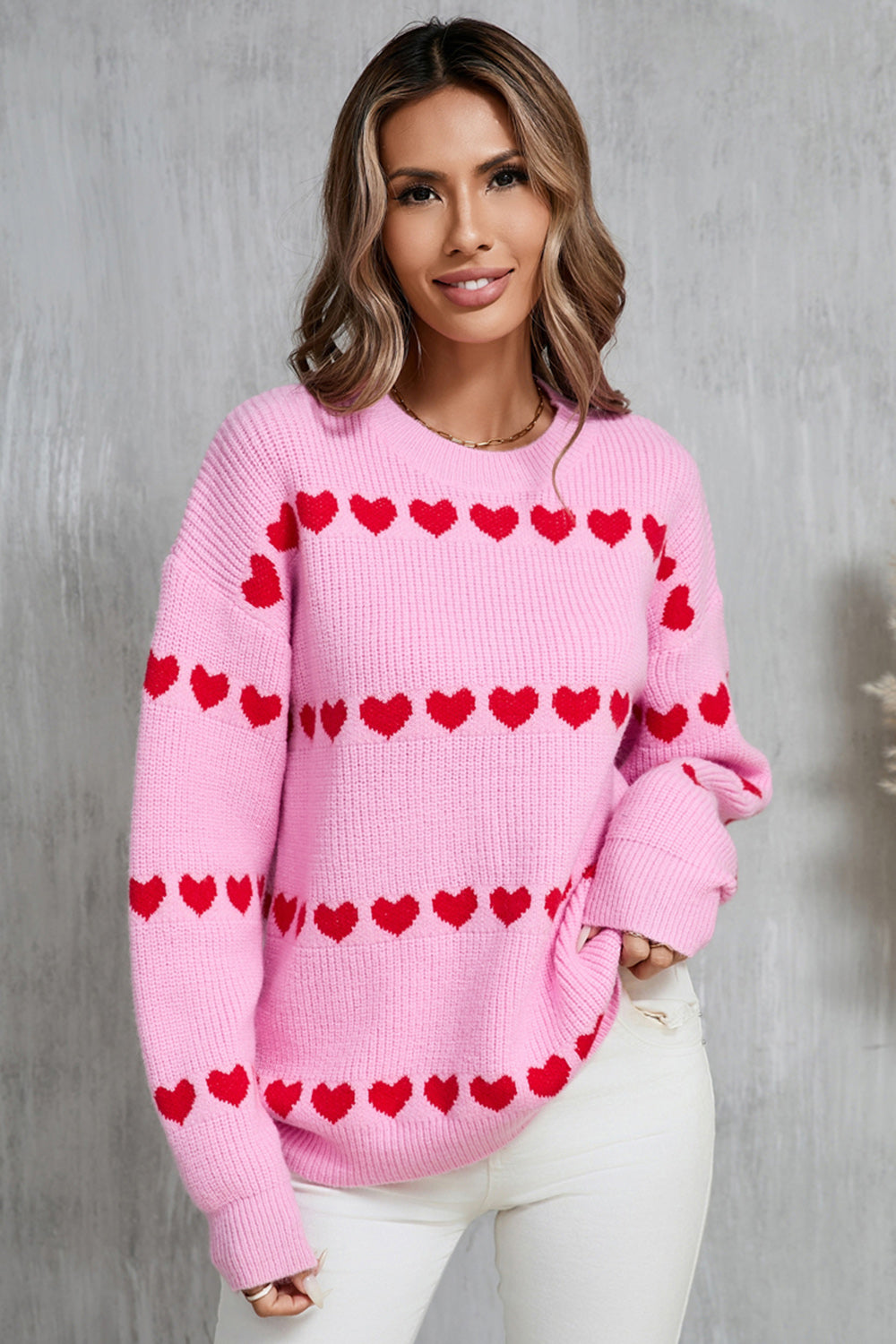 Angel Wings Heart Round Neck Long Sleeve Sweater - Heeler & Dash