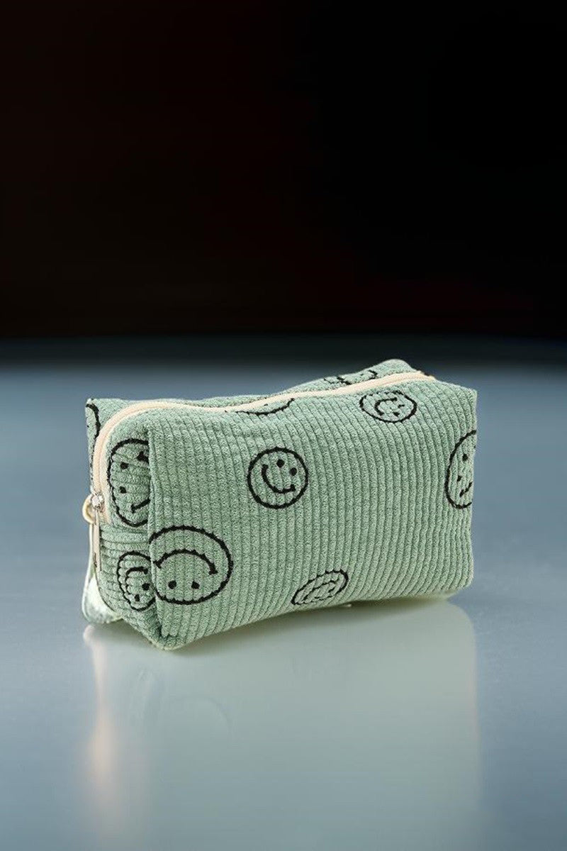 Zenana Smiley Face Corduroy Cosmetic Pouch - Heeler & Dash