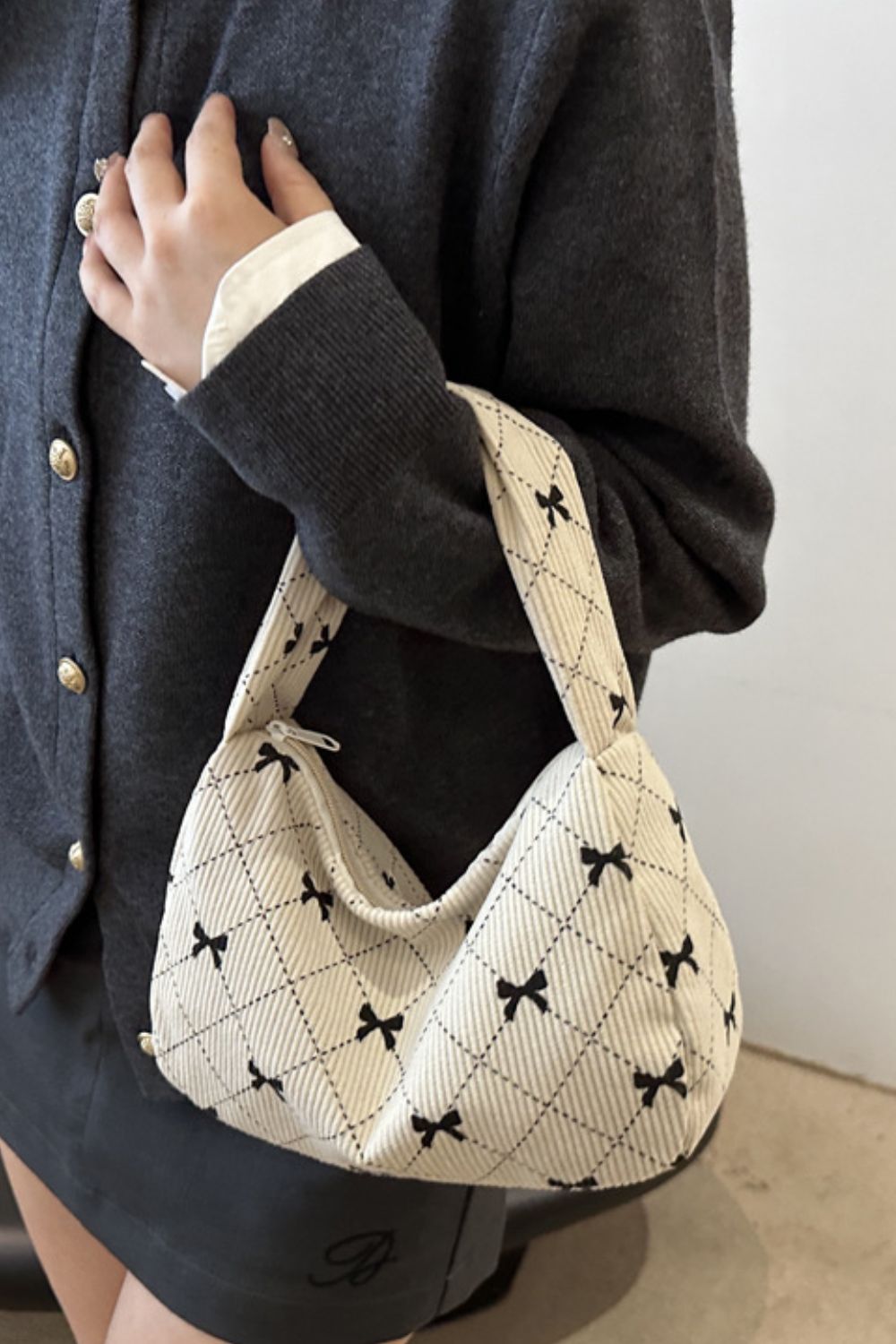 Corduroy Quilted Bow Handbag - Heeler & Dash