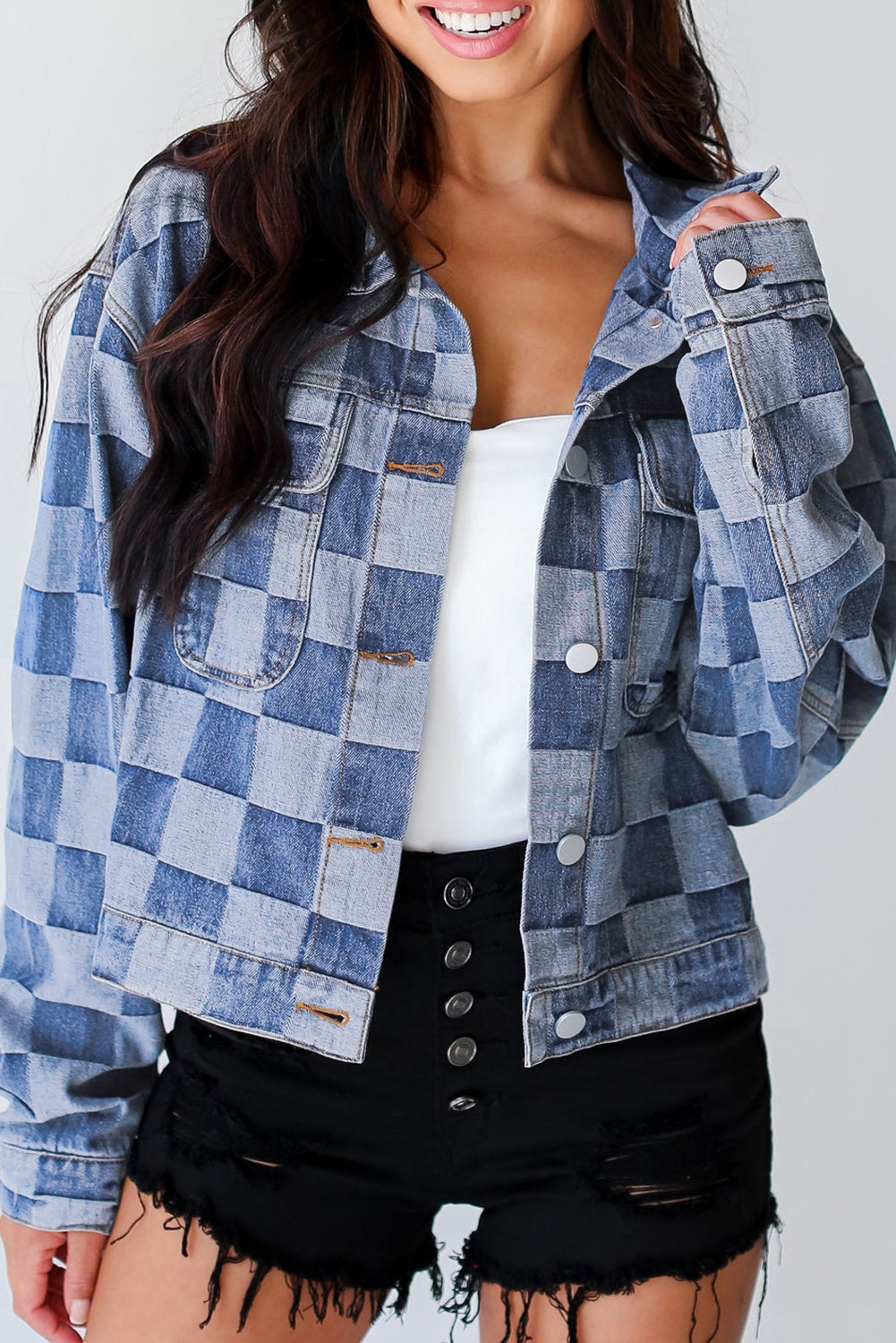 Checkered Button Up Denim Jacket - Heeler & Dash