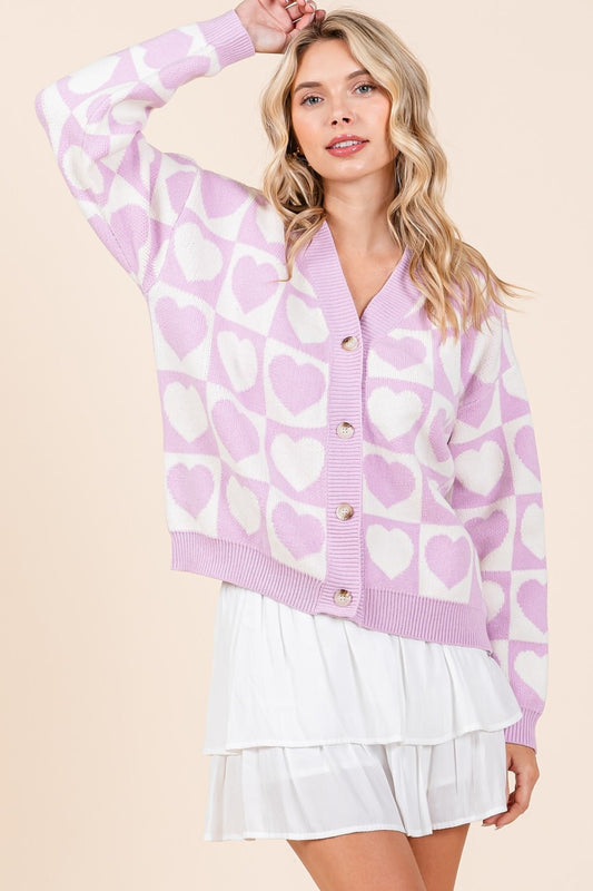 Mittoshop Checkered Heart Button Down Cardigan - Heeler & Dash