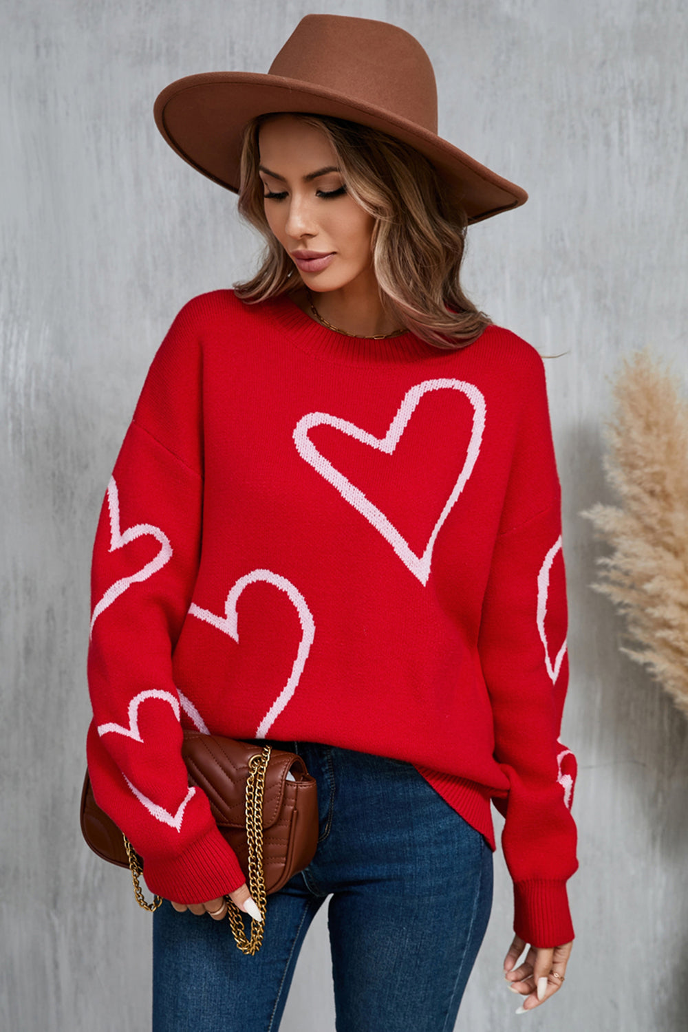 Angel Wings Heart Dropped Shoulder Long Sleeve Sweater - Heeler & Dash