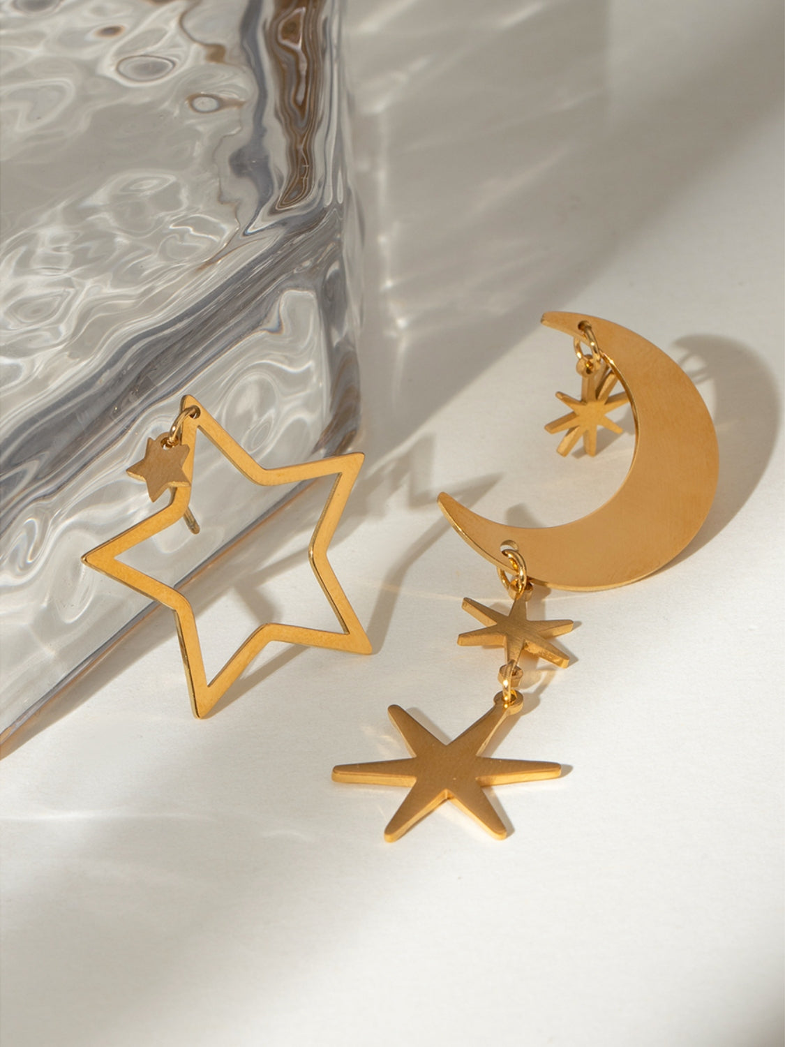 18K Gold-Plated Moon & Star Dangle Earrings - Heeler & Dash