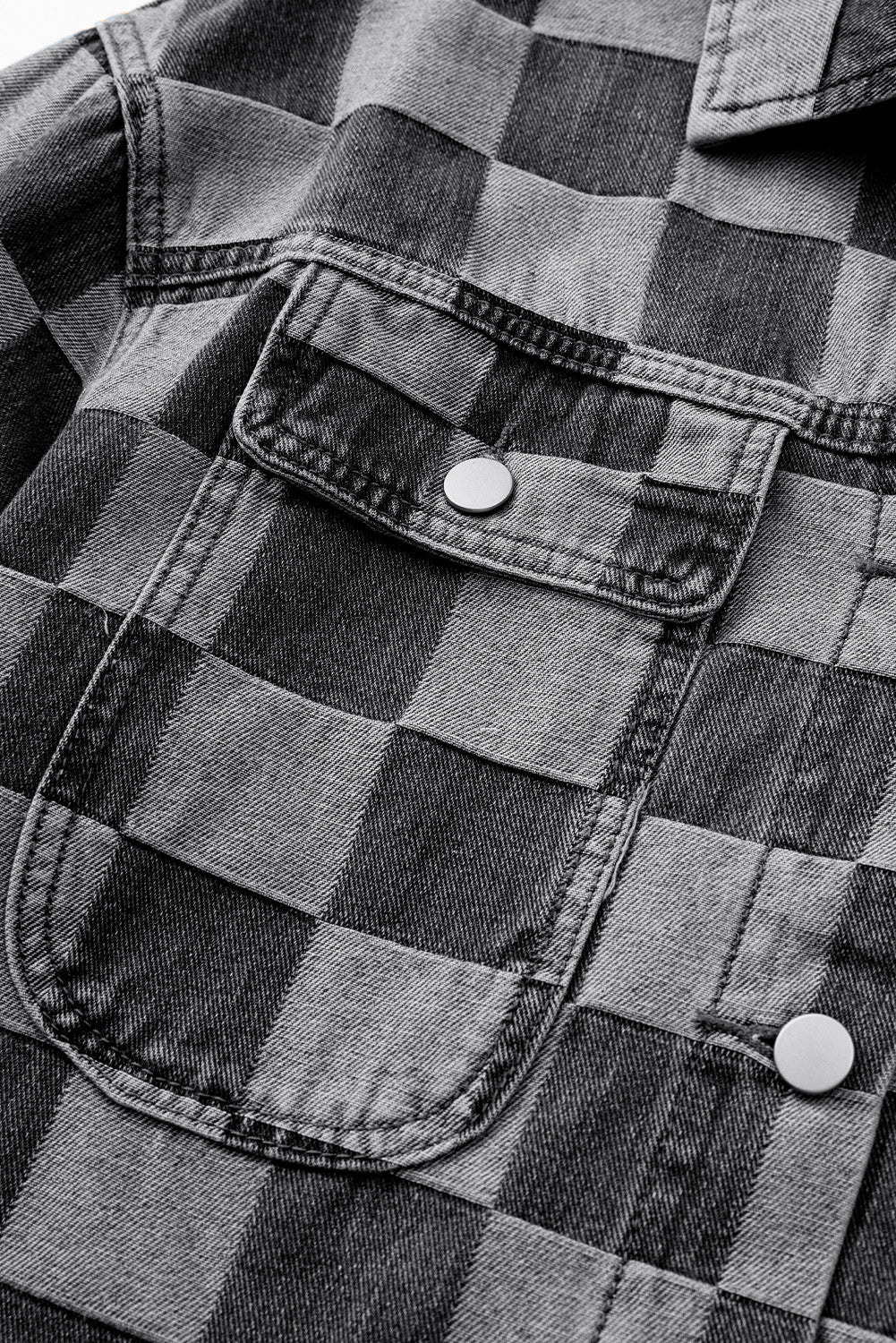 Checkered Button Up Denim Jacket - Heeler & Dash