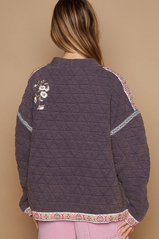 POL Embroidered Open Front Long Sleeve Jacket - Heeler & Dash