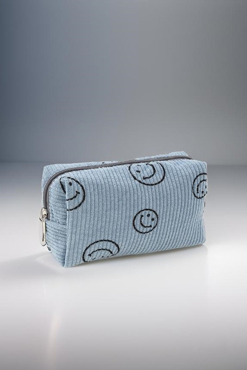 Zenana Smiley Face Corduroy Cosmetic Pouch - Heeler & Dash