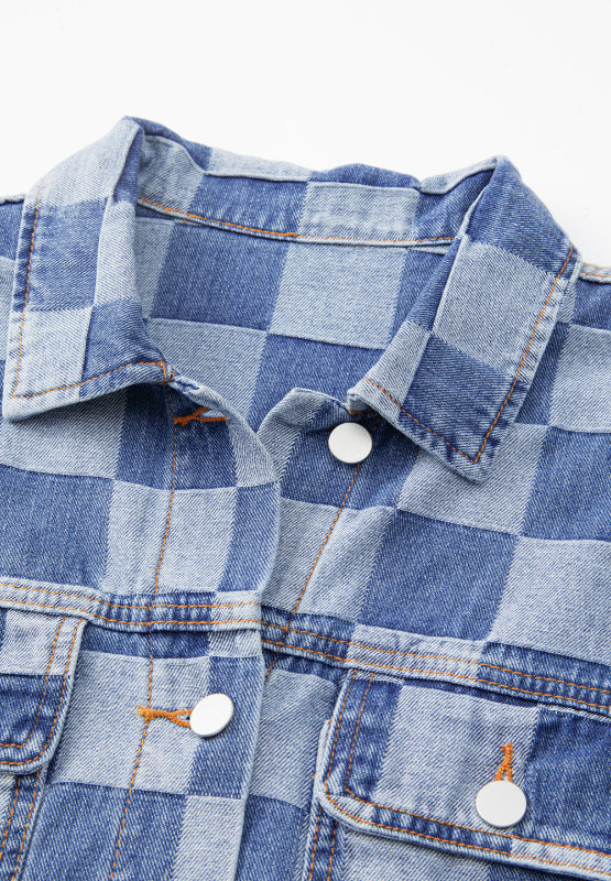 Checkered Button Up Denim Jacket - Heeler & Dash