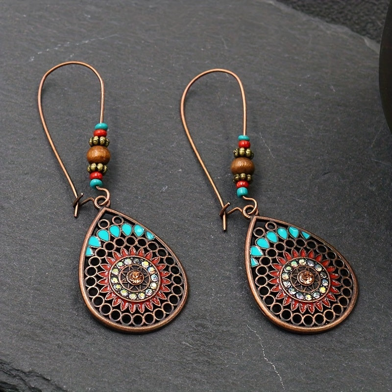 Alloy Oil Drip Beaded Teardrop Earrings - Heeler & Dash