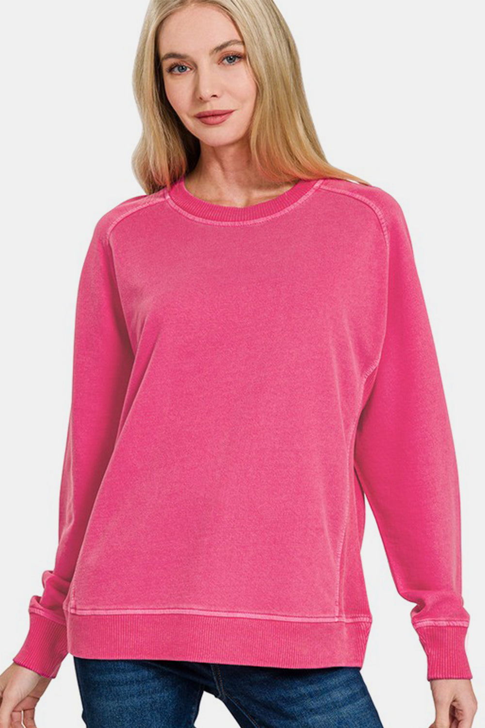 Zenana Full Size Pigment Dyed French Terry Sweatshirt - Heeler & Dash