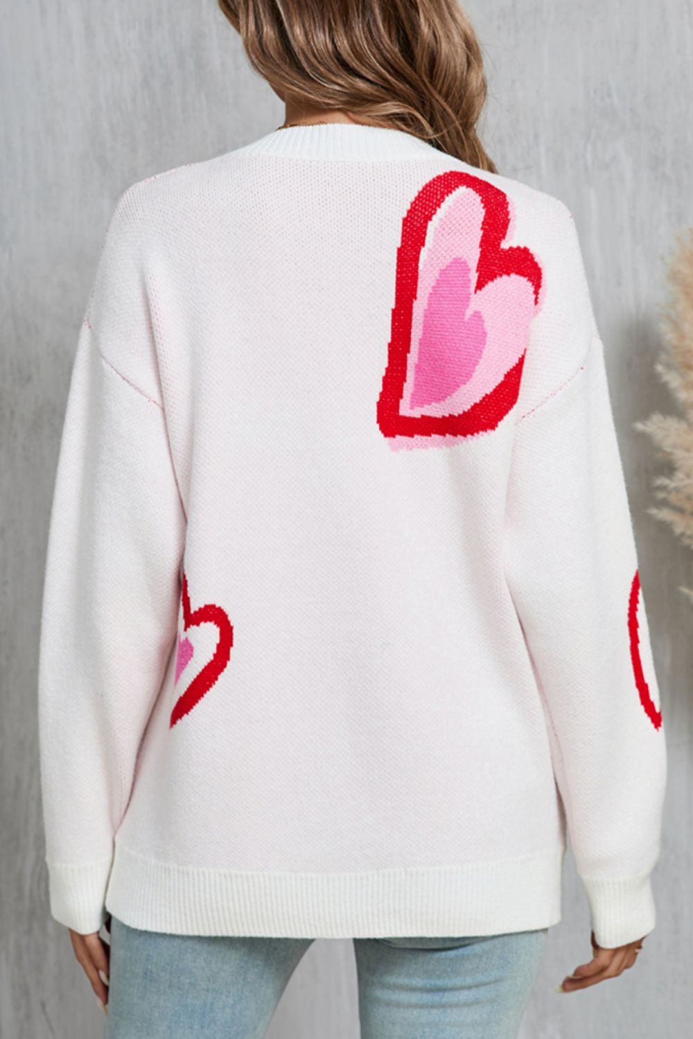 Angel Wings Heart Round Neck Long Sleeve Sweater - Heeler & Dash