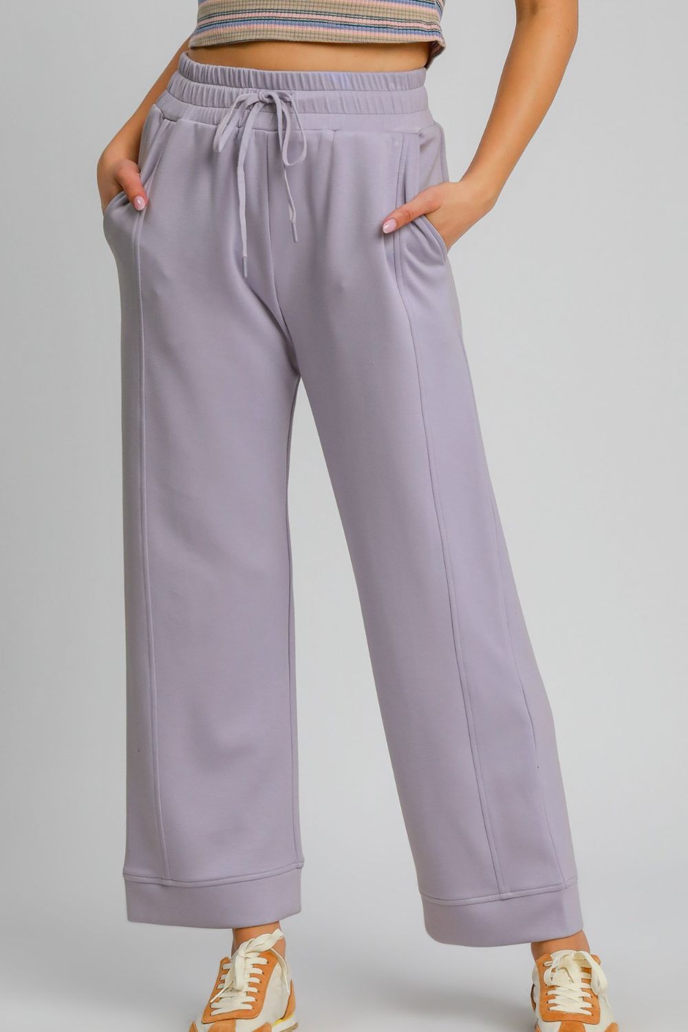 Umgee Drawstring Elastic Waist Wide Leg Pants - Heeler & Dash