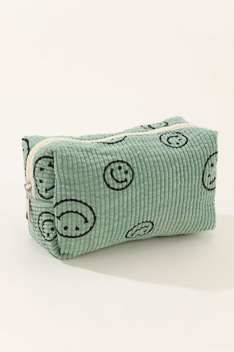 Zenana Smiley Face Corduroy Cosmetic Pouch - Heeler & Dash