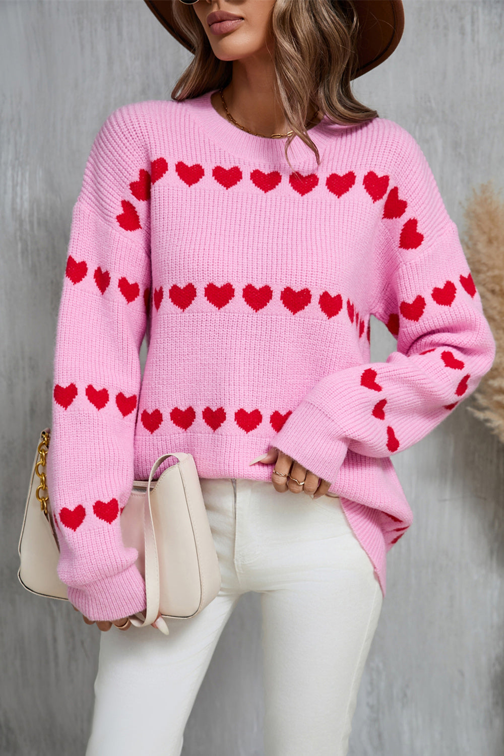 Angel Wings Heart Round Neck Long Sleeve Sweater - Heeler & Dash