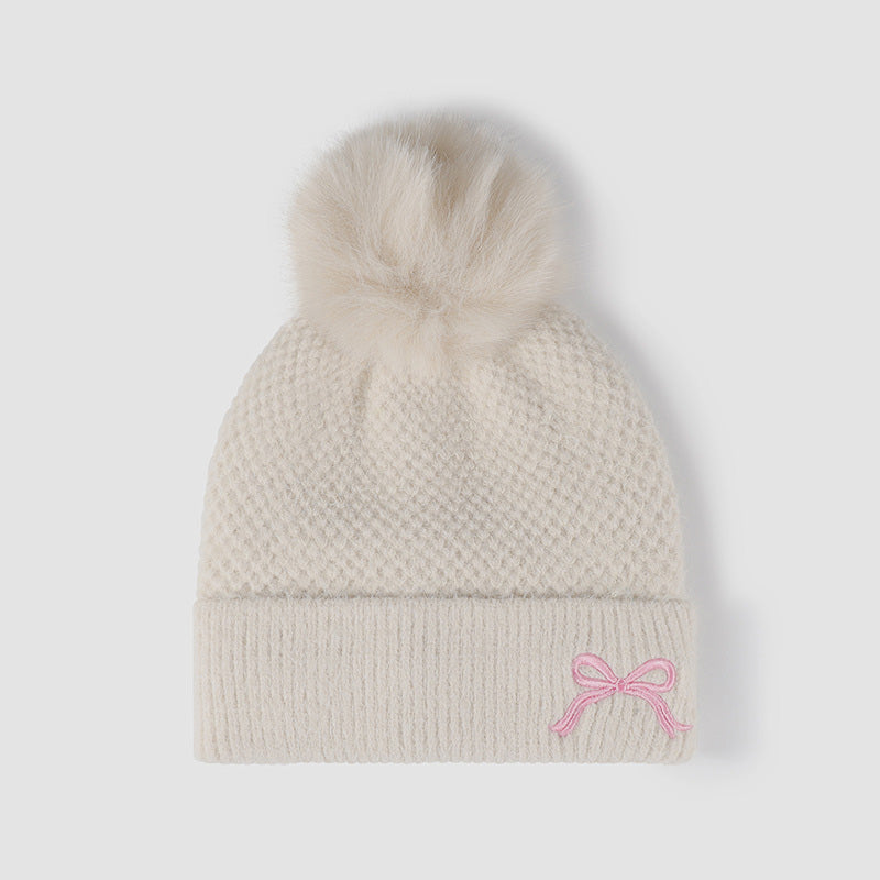 Thermal Bow Knit Hat with Pompom - Heeler & Dash