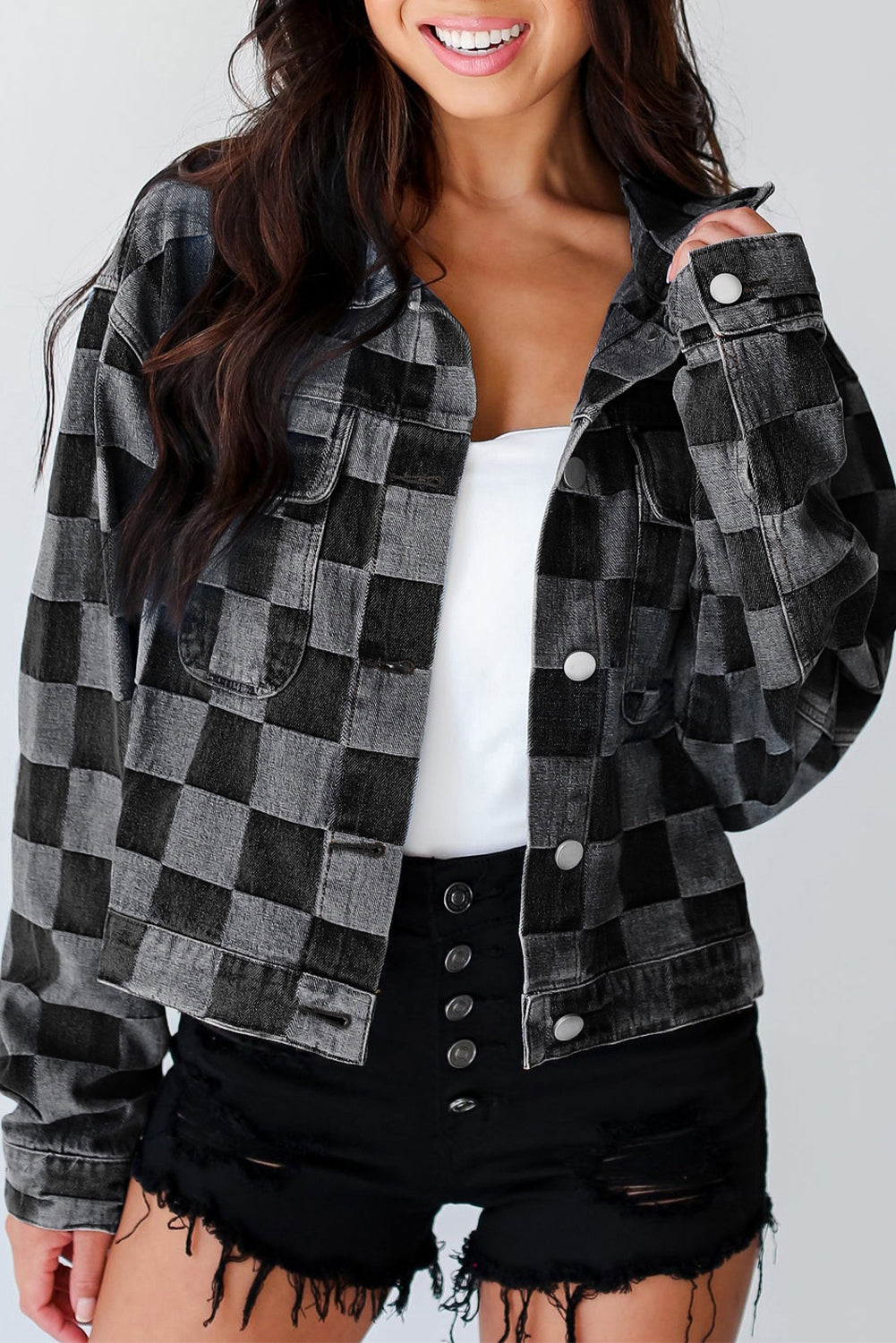 Checkered Button Up Denim Jacket - Heeler & Dash