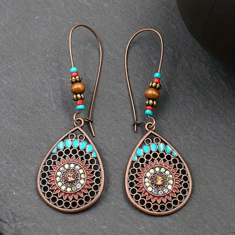 Alloy Oil Drip Beaded Teardrop Earrings - Heeler & Dash