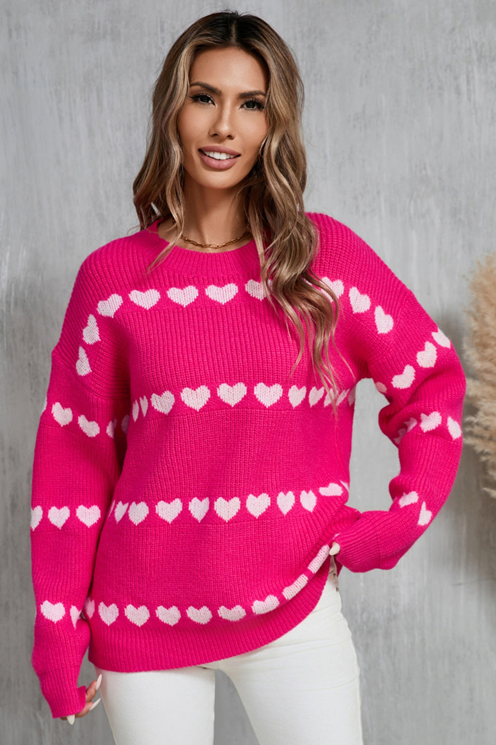 Angel Wings Heart Round Neck Long Sleeve Sweater - Heeler & Dash