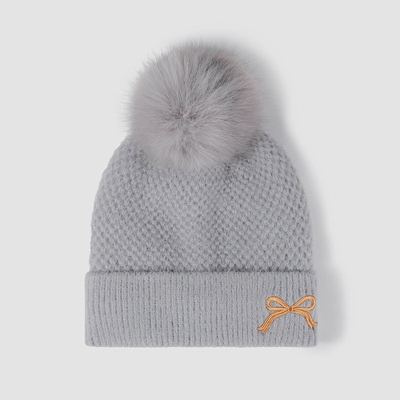 Thermal Bow Knit Hat with Pompom - Heeler & Dash