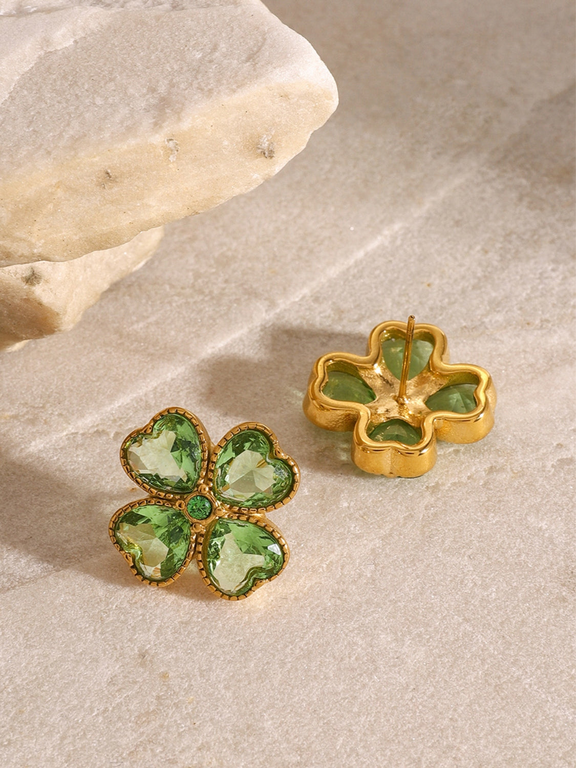 Stainless Steel Zircon Lucky Clover Earrings - Heeler & Dash