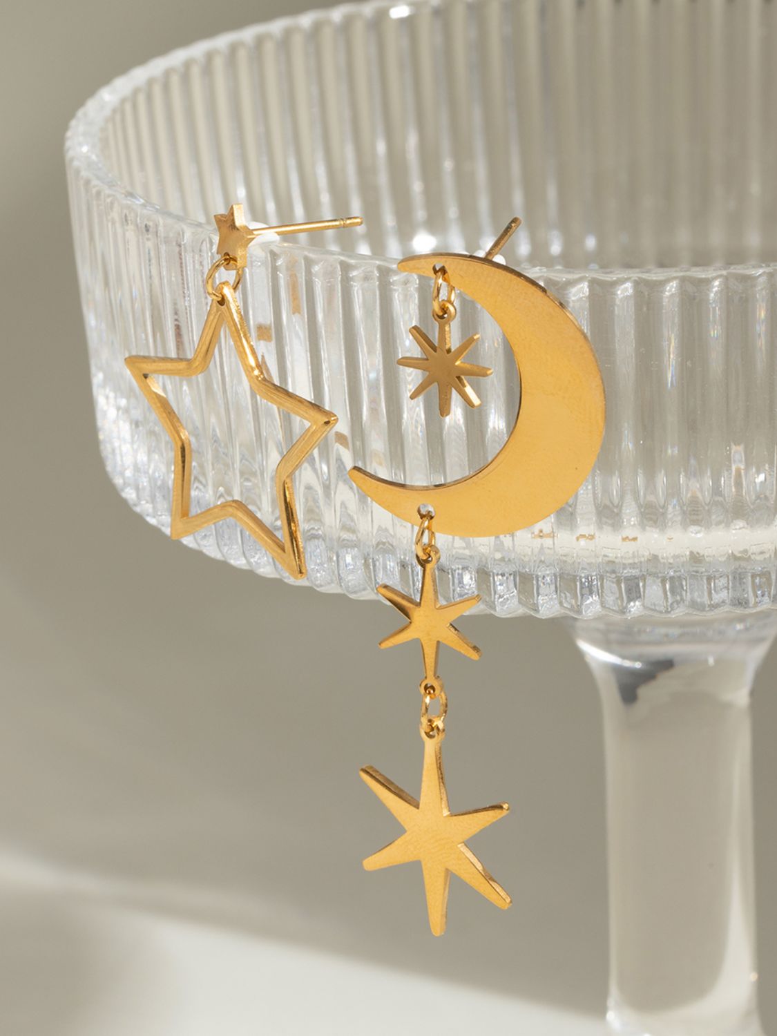 18K Gold-Plated Moon & Star Dangle Earrings - Heeler & Dash