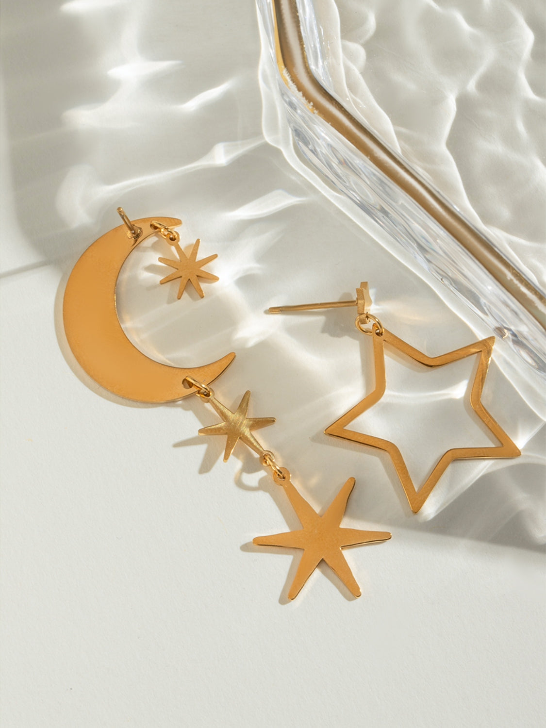 18K Gold-Plated Moon & Star Dangle Earrings - Heeler & Dash