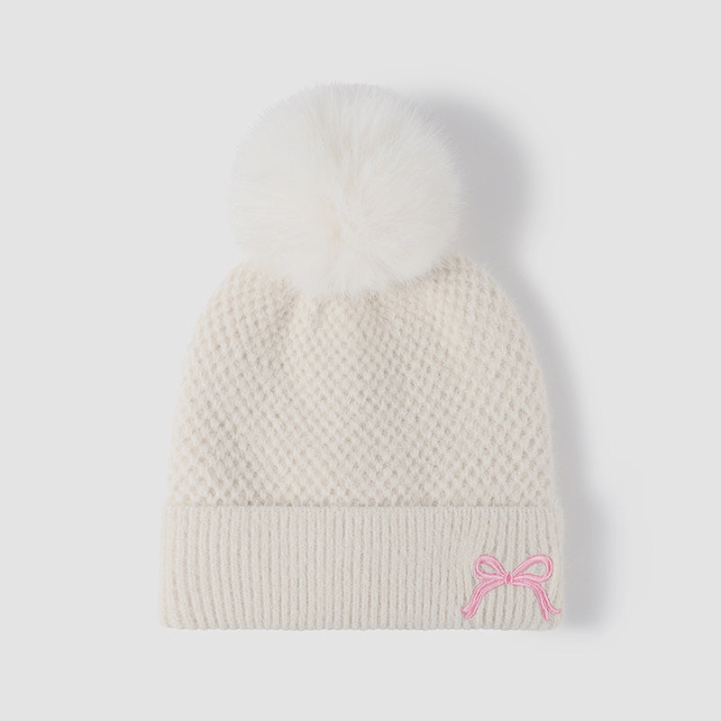 Thermal Bow Knit Hat with Pompom - Heeler & Dash