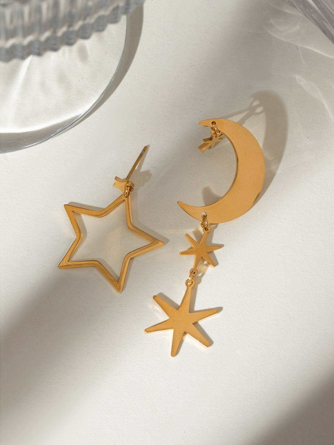 18K Gold-Plated Moon & Star Dangle Earrings - Heeler & Dash