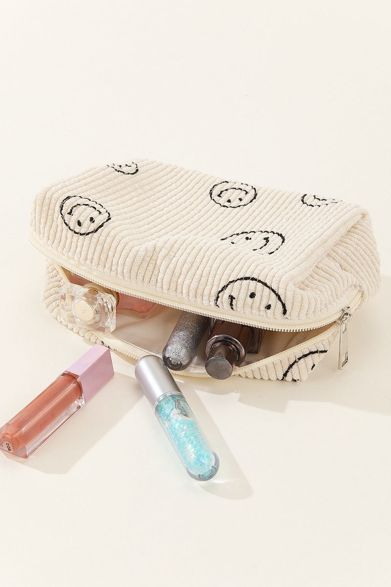 Zenana Smiley Face Corduroy Cosmetic Pouch - Heeler & Dash