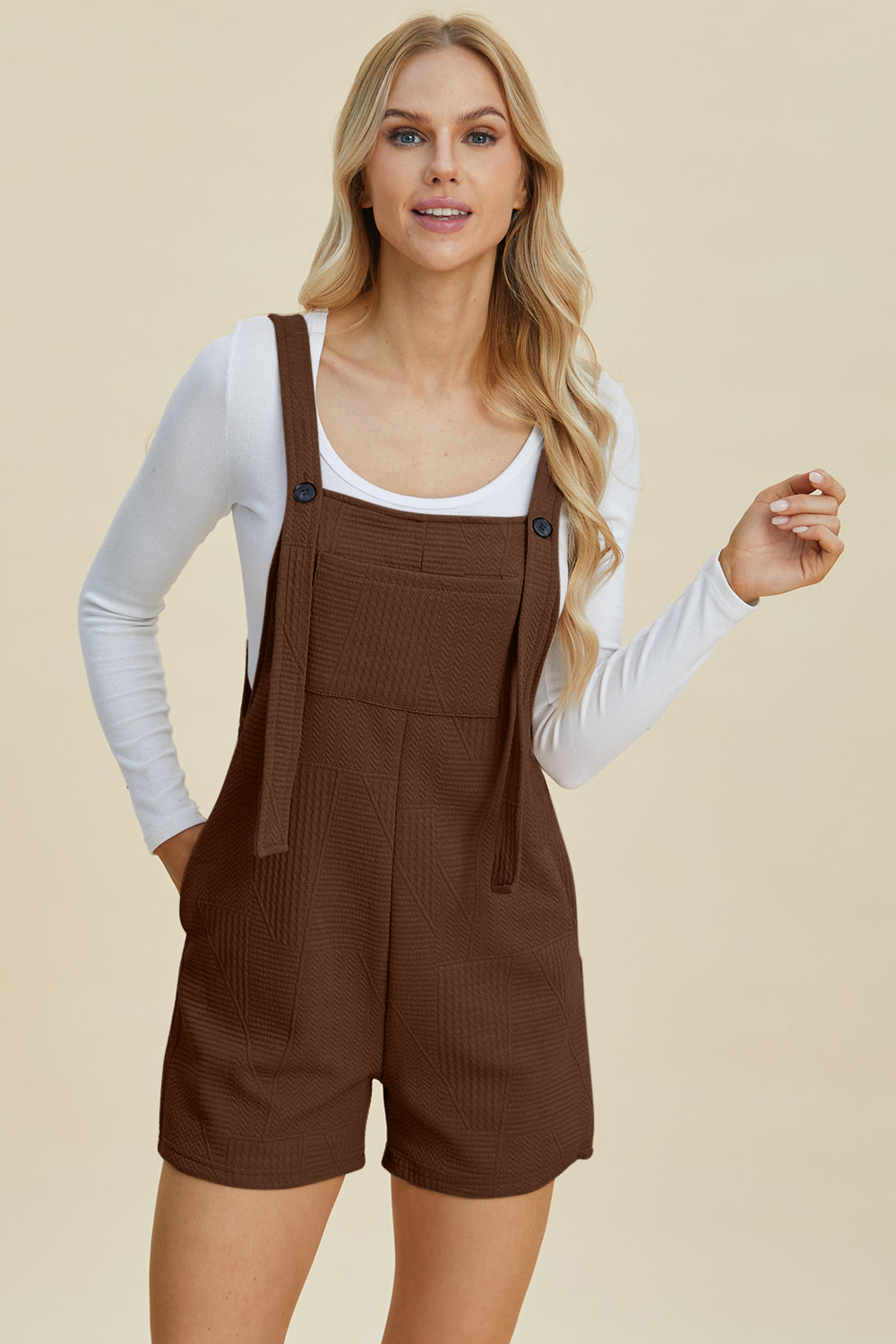 Double Take Full Size Texture Sleeveless Romper - Heeler & Dash